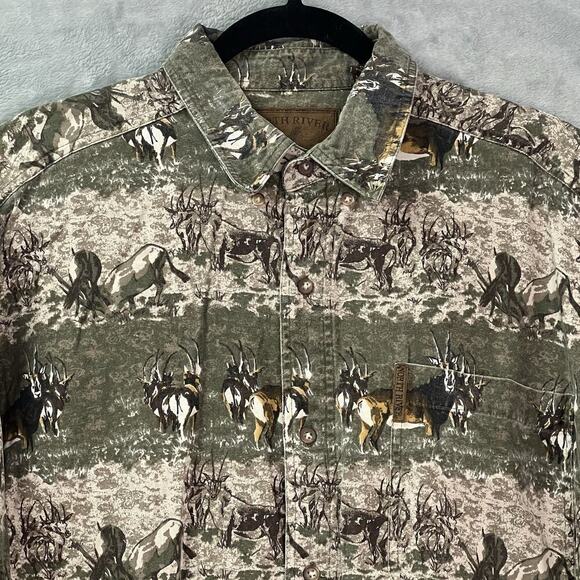 North River Button Down Shirt Mens‎ LT Long Sleeve Hunting Outdoor Deer Camo - Picture 2 of 13